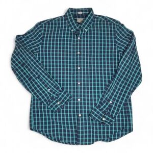 Men's Blue and Green Checkered Shirt